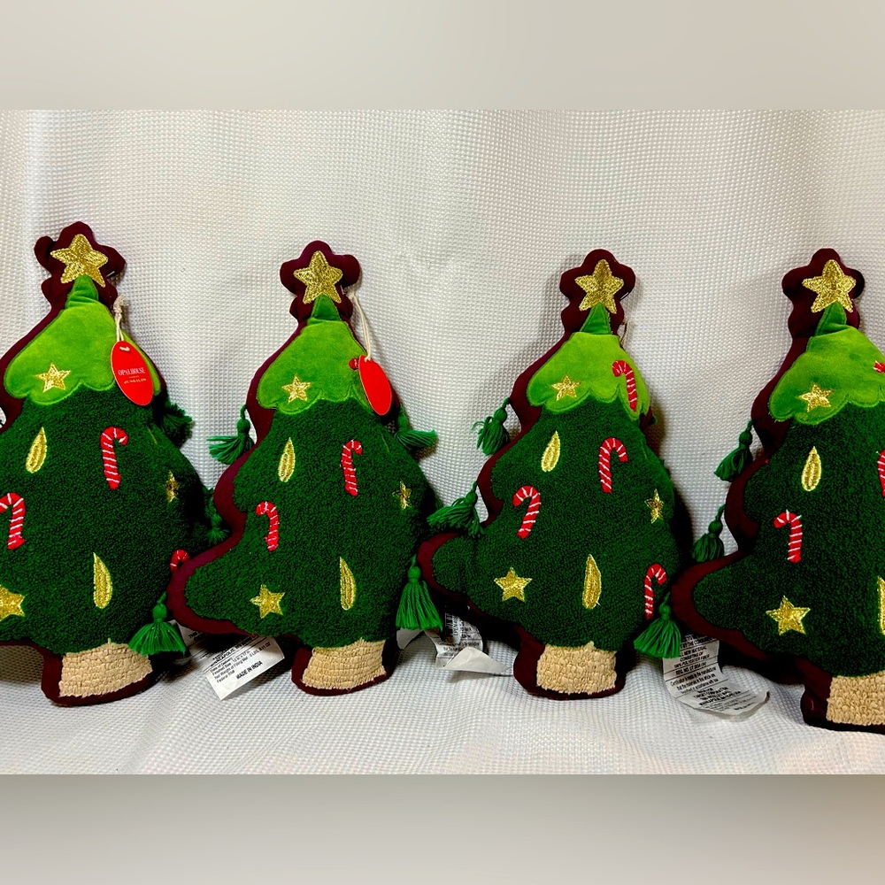 Opal House designed with Jungalow Christmas tree pillows, each sold separately